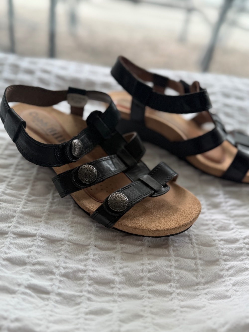 Cobb Hill "Harper" Wedge Sandal Black Size 6.5M
